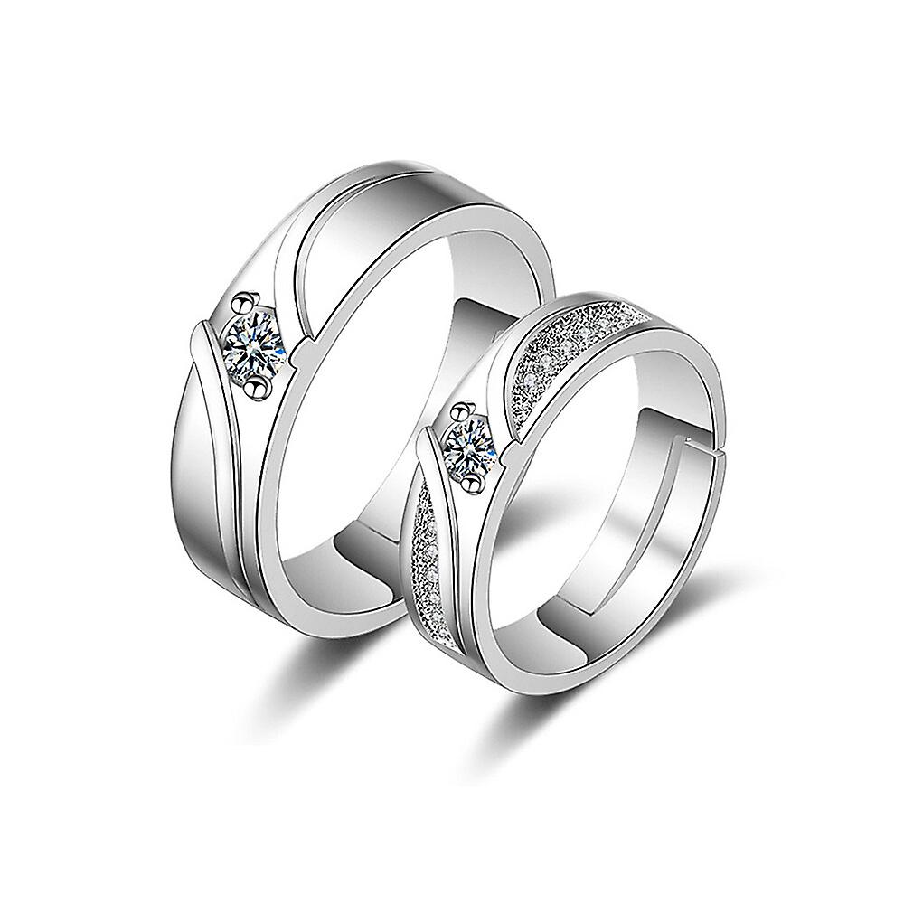 Justerbare bryllupsringer for elskere par, sølvfarge