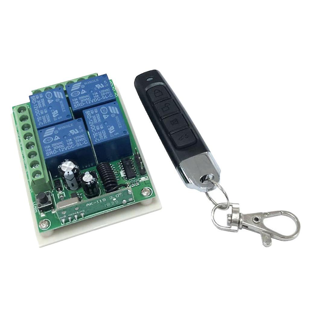 1pc DC12V 4-CH Wireless Relay Switch with 4-Button Remote Control 433MHz #20