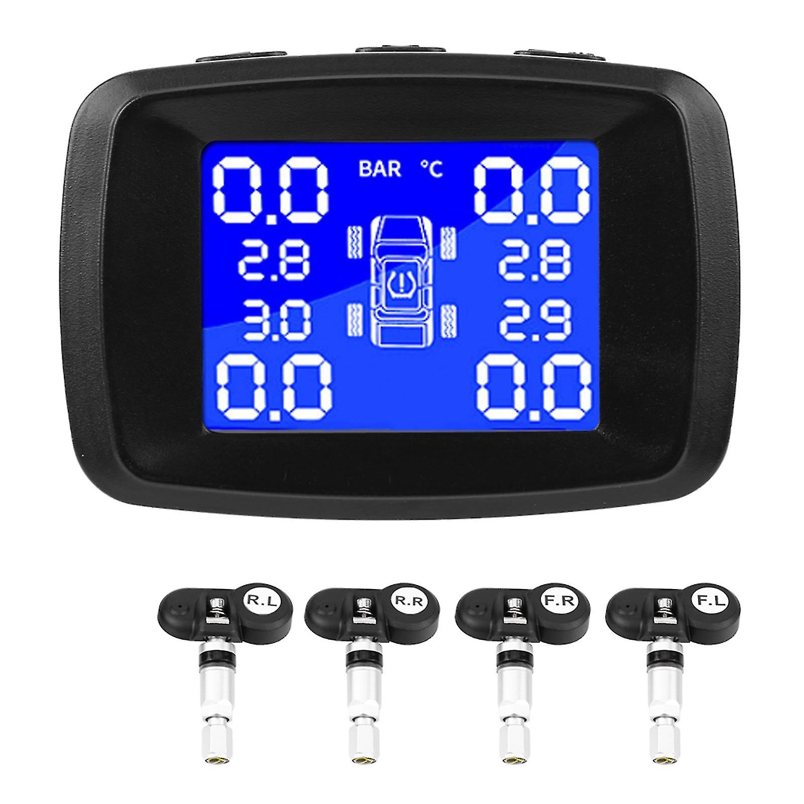 Car Tyre Pressure Monitoring System Cigarette Lighter Lcd Monitor With 4 Internal Sensors
