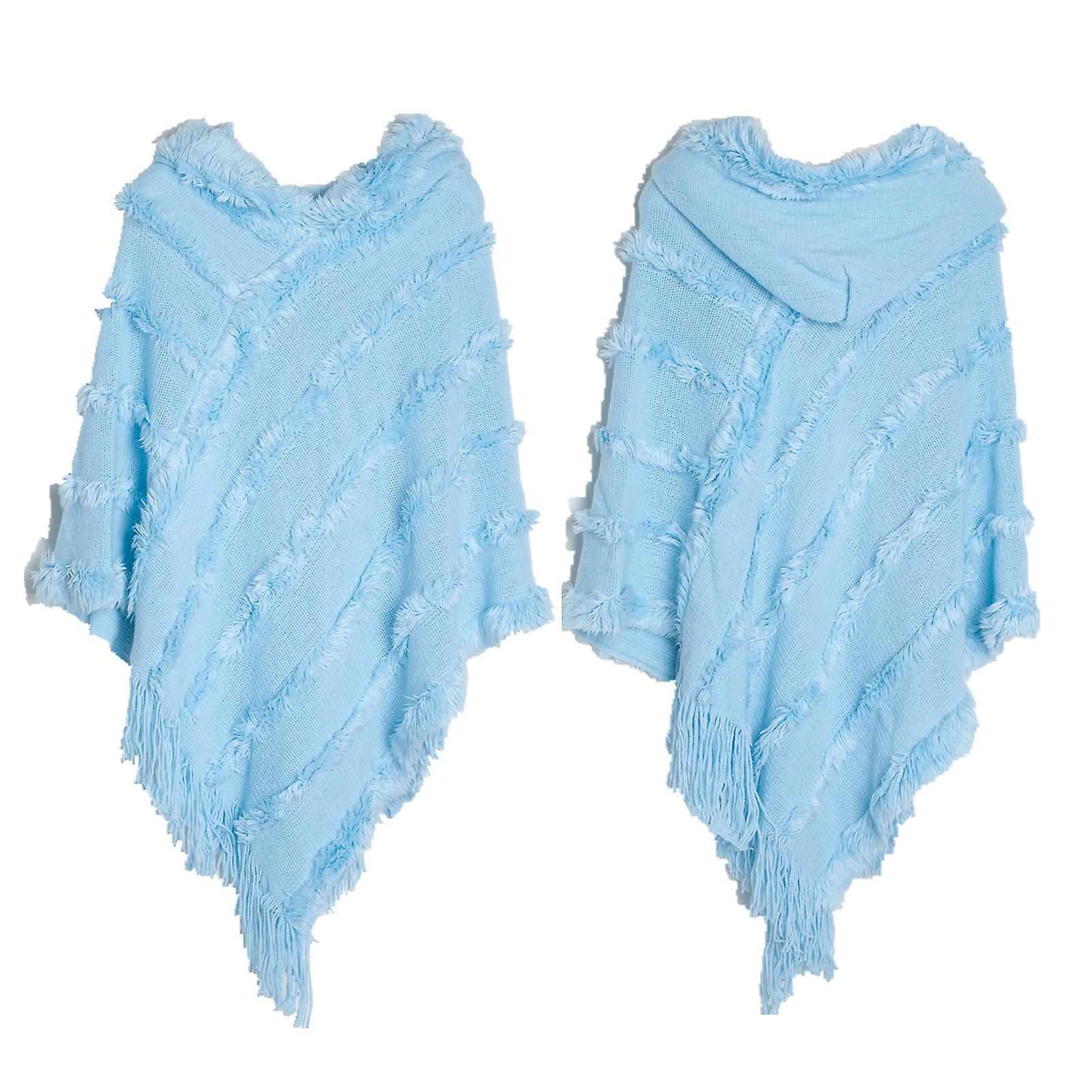 Damen Strickpullover Umhang Schal Lange Strickjacke Strick Pullover