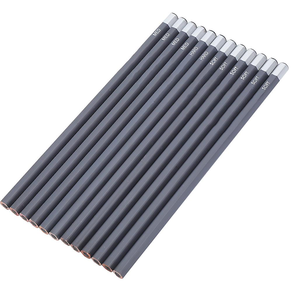 12Pcs Wood Sketch Pencils Set Soft/Medium/Hard 17.5cm Drawing