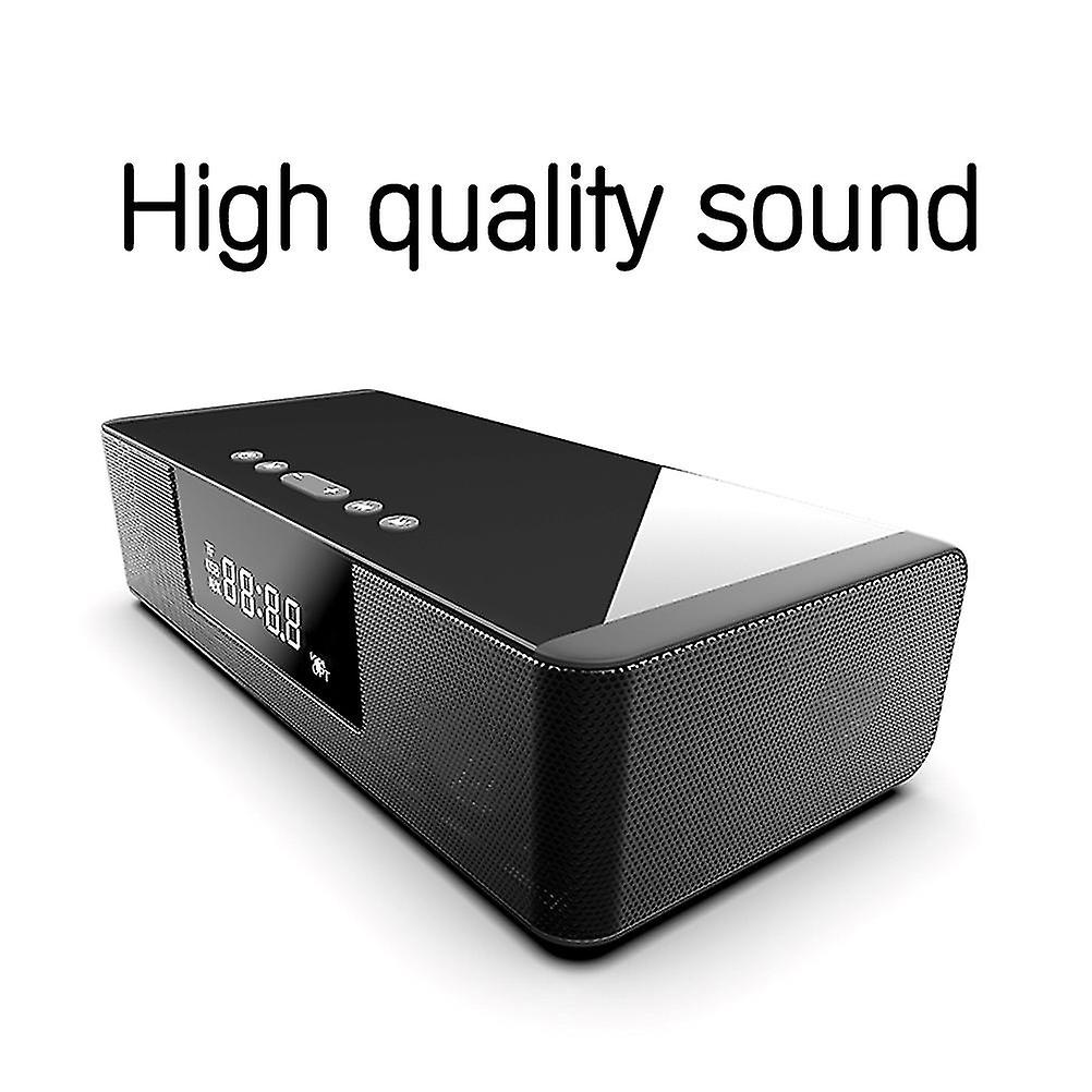 Portable Bluetooth Speaker Alarm Clock FM Radio Home Theater LED Display Audio Wireless Charging Remote Control Speaker