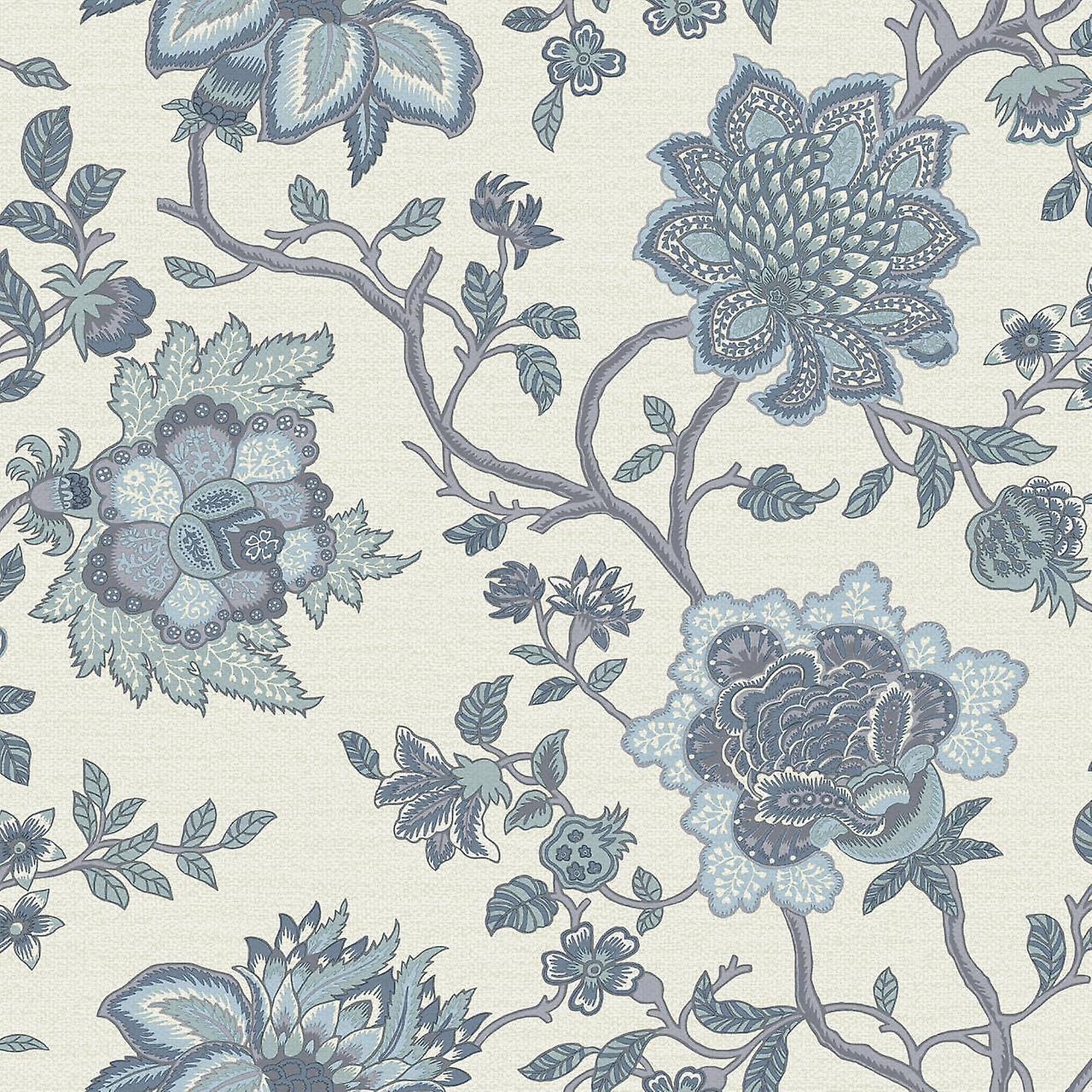 Blue Jacobean Trail Wallpaper