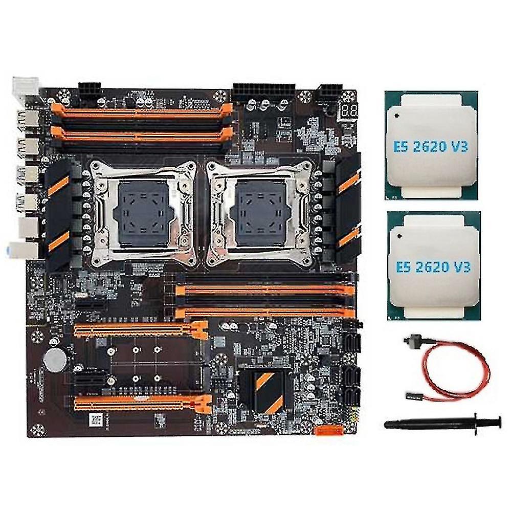 X99 Dual Cpu Motherboard Lga2011 Support Ddr4 Ecc Memory Motherboard+2xe5 2620 V3 Cpu+switch Cable+