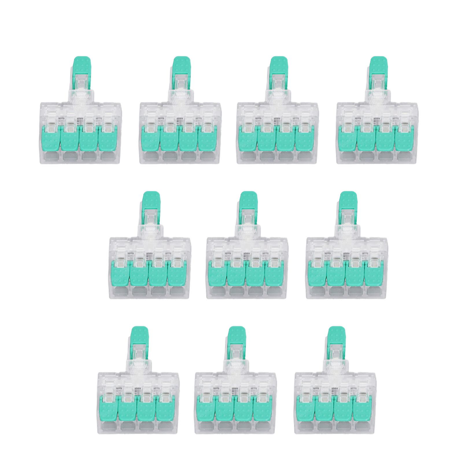 10Pcs Lever Wire Connectors Kit 1 to 4 Quick Wiring Cable Connector Push in Conductor Terminal Block 41A 450V 