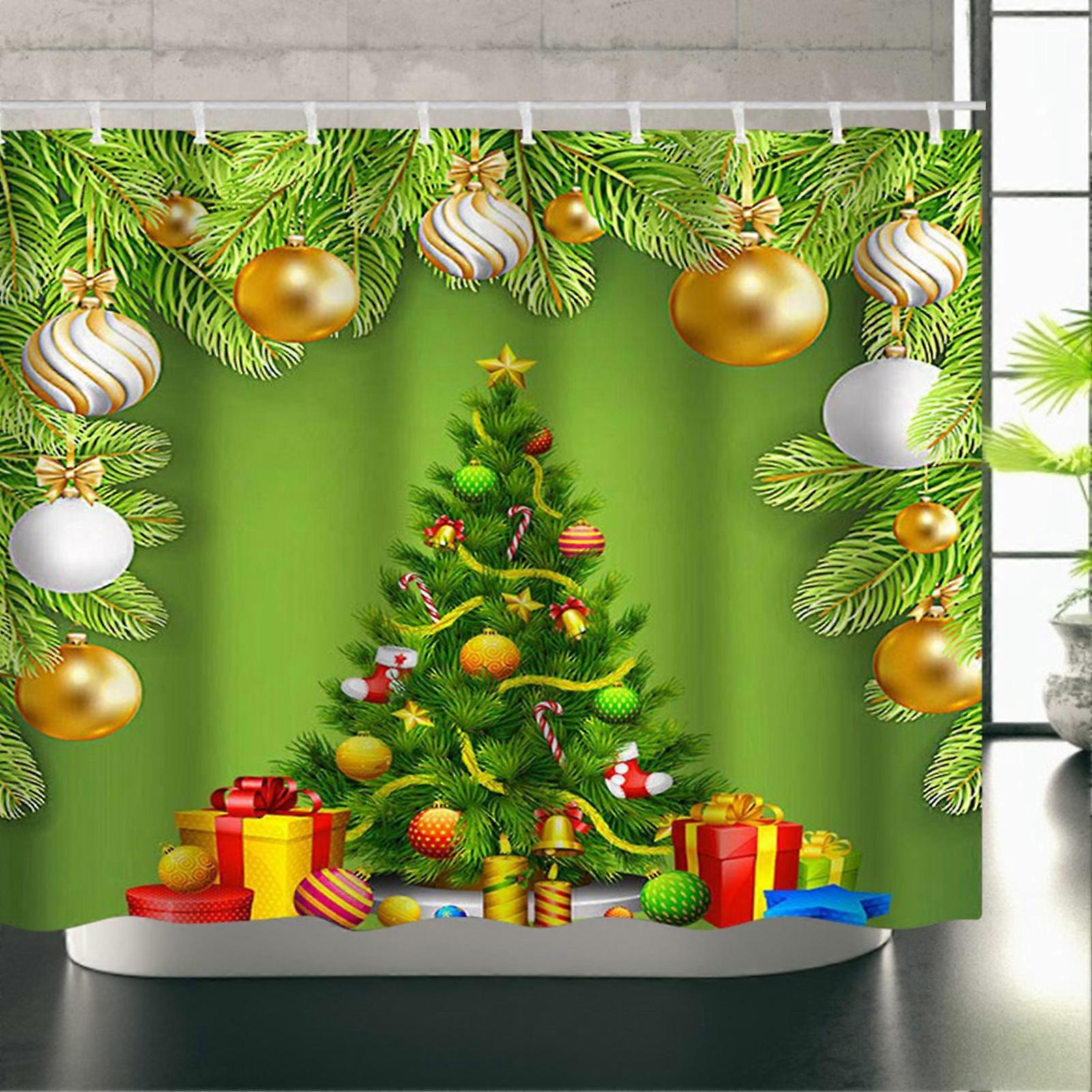 150x180cm Christmas Tree Pattern Waterproof Polyester Shower Curtain