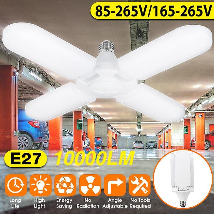 10000lm 75W E27 Bright LED Garage Light Deformable Ceiling Fixture Workshop Lamp