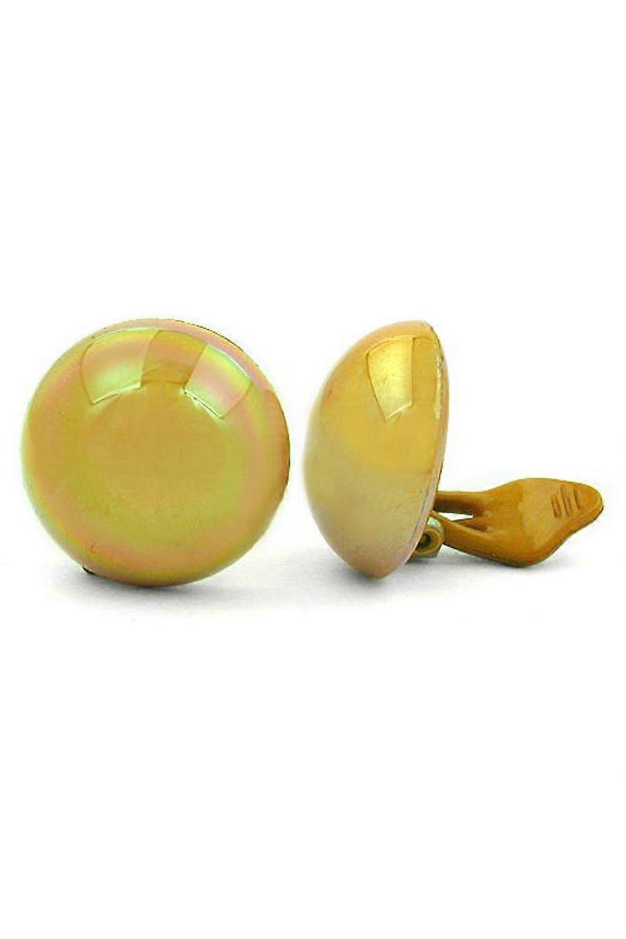 Clip-on Earring Round Yellow Light Brown - Gl05481