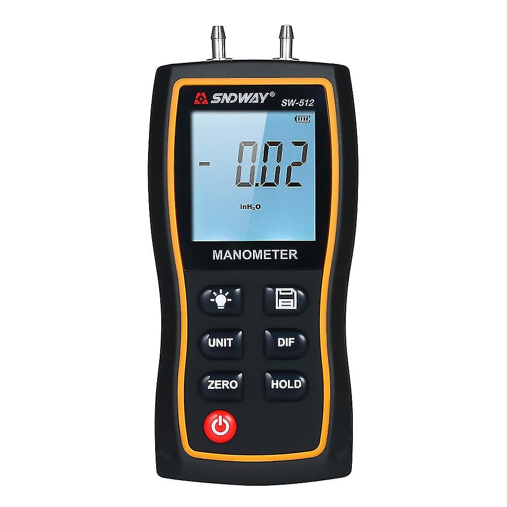 SNDWAY Hochpräzises Differenzialmanometer Handheld-LCD-Digital-Manometer-Differenzial mit zwei Anschlüssen