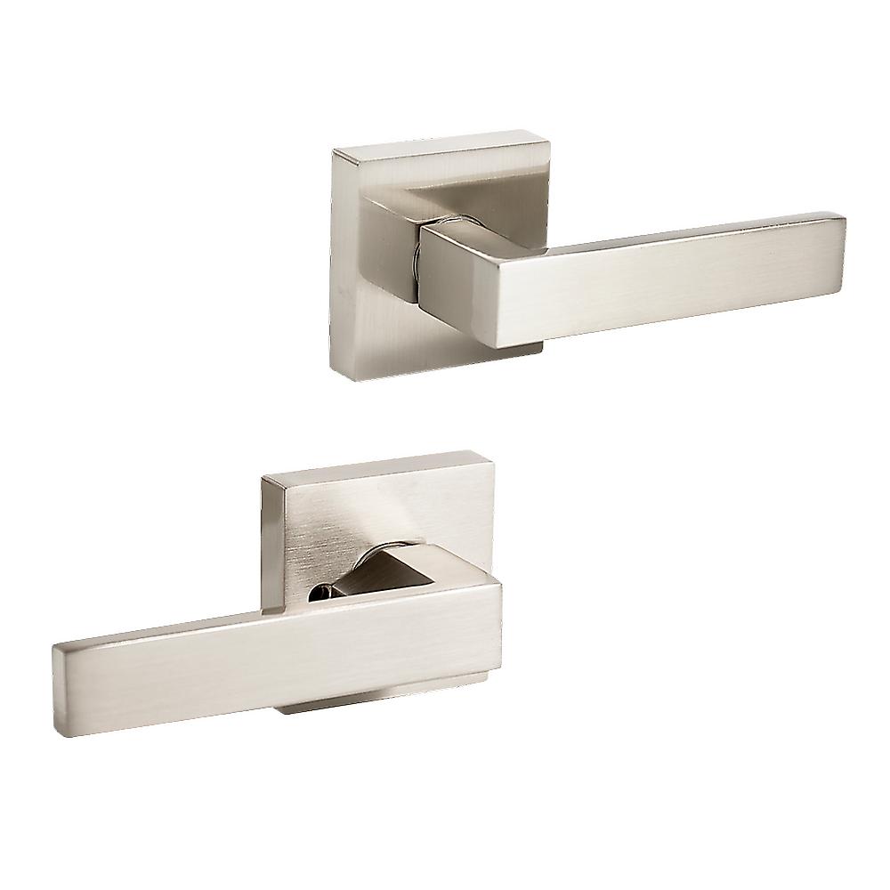 Randy & Travis Machinery Door Handle Set Lever Passage Function Square Satin Nickel Cabinet Pulls