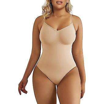 Women's Shapewear Bodysuit Tummy Control Body Shaper Seamless Sculpting Snatched Waist Body Suit Beige Thong
