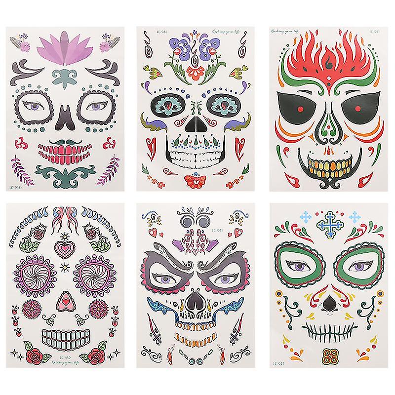 6pcs Tattoos Stickers For Halloween Decorations