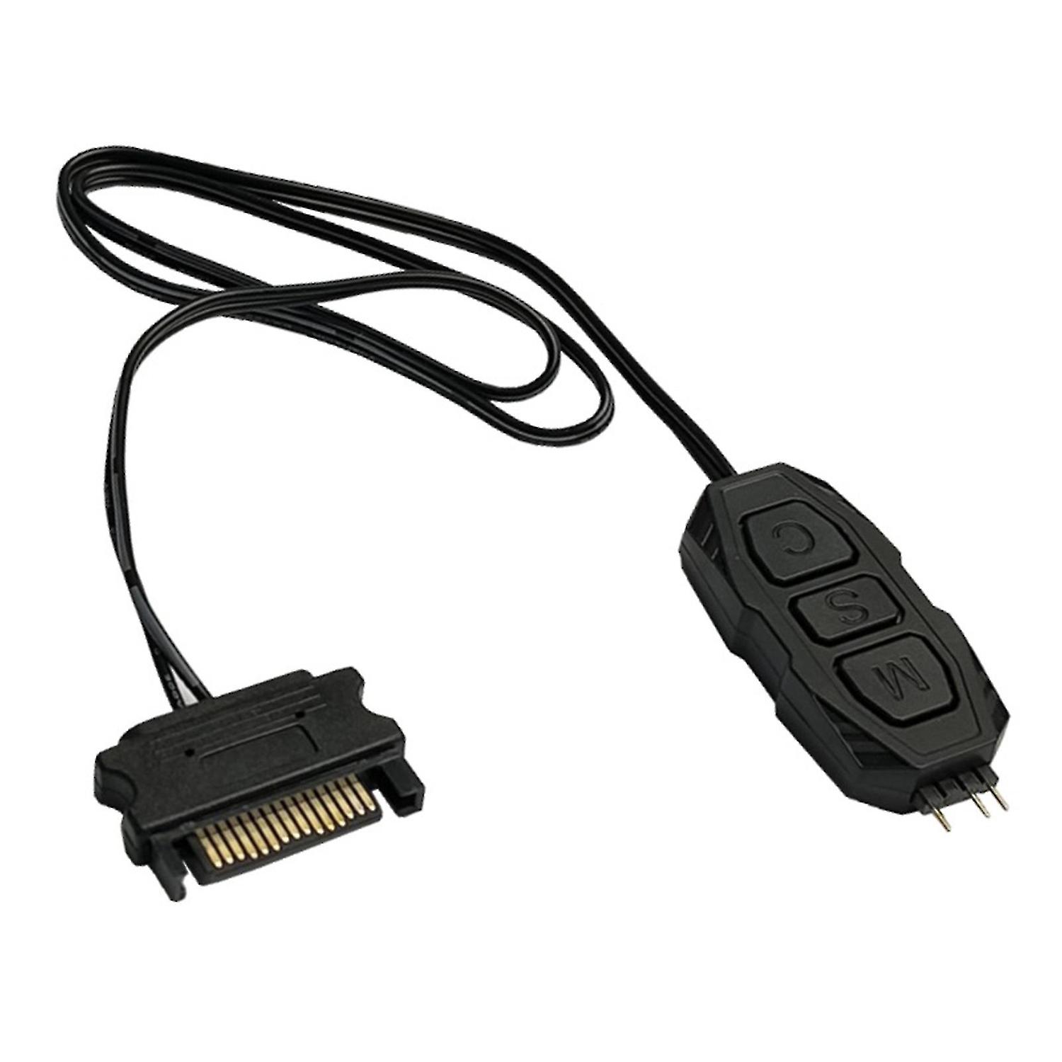 ARGB Controller 5V 3Pin to SATA Power Supply 3 Buttons Color Changing Modes Adjustable Mini Case Fan