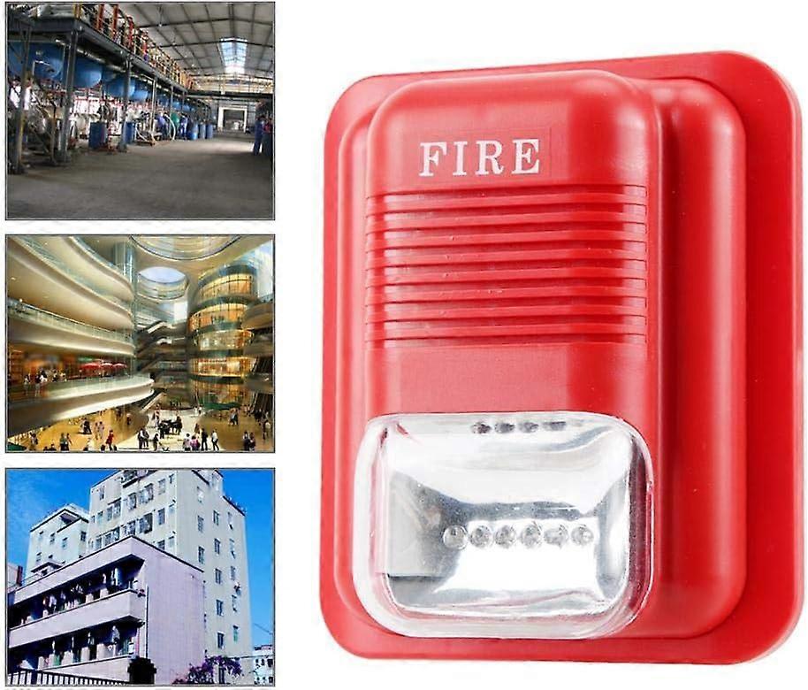 DC12V/24V Fire Alarm,Security System Siren Alert with Strobe Horn,105DB Siren Sound Alarm,6 LEDs