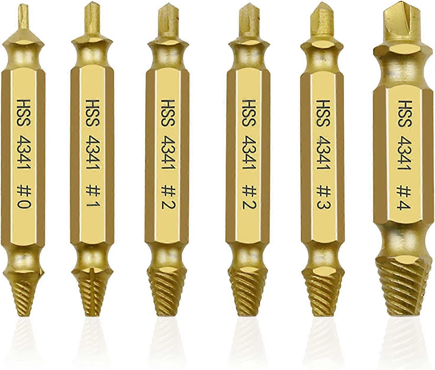 Broken Screw Extractor 6pcs Kit, (Gold)