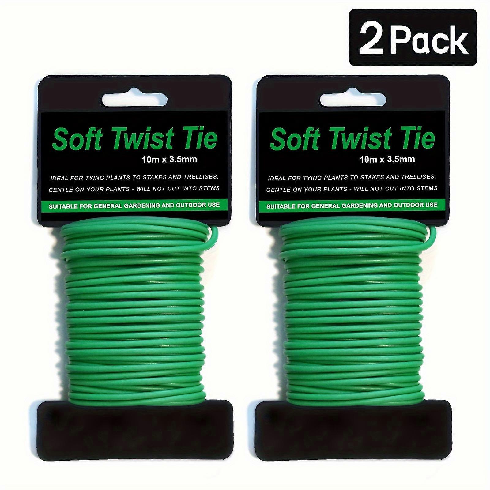 2-Pack Flexible Garden Plant Ties 32.8ft Green TPR Support for Vines, Tomatoes, & Stems Organize Cables with Durable Twist-Tie Material
