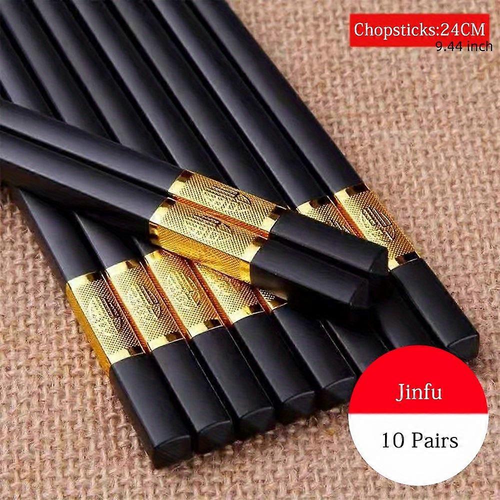 寿司、中華鍋、キッチンディッシュ用の10ペア滑り止めプラスチック合金箸セット - クリップ付き再利用可能な食器