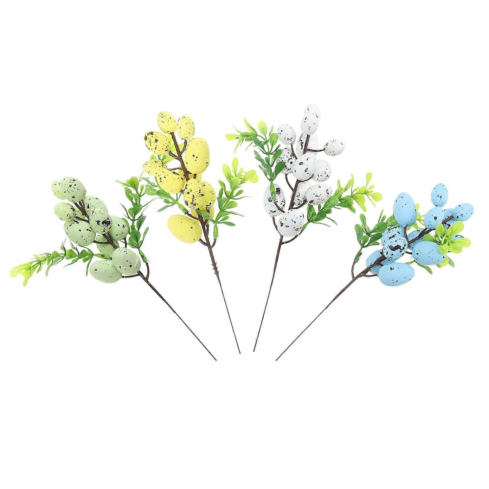4pcs Easter Eggs Branches Easter Garden Yard Decors Fake Easter Egg Props