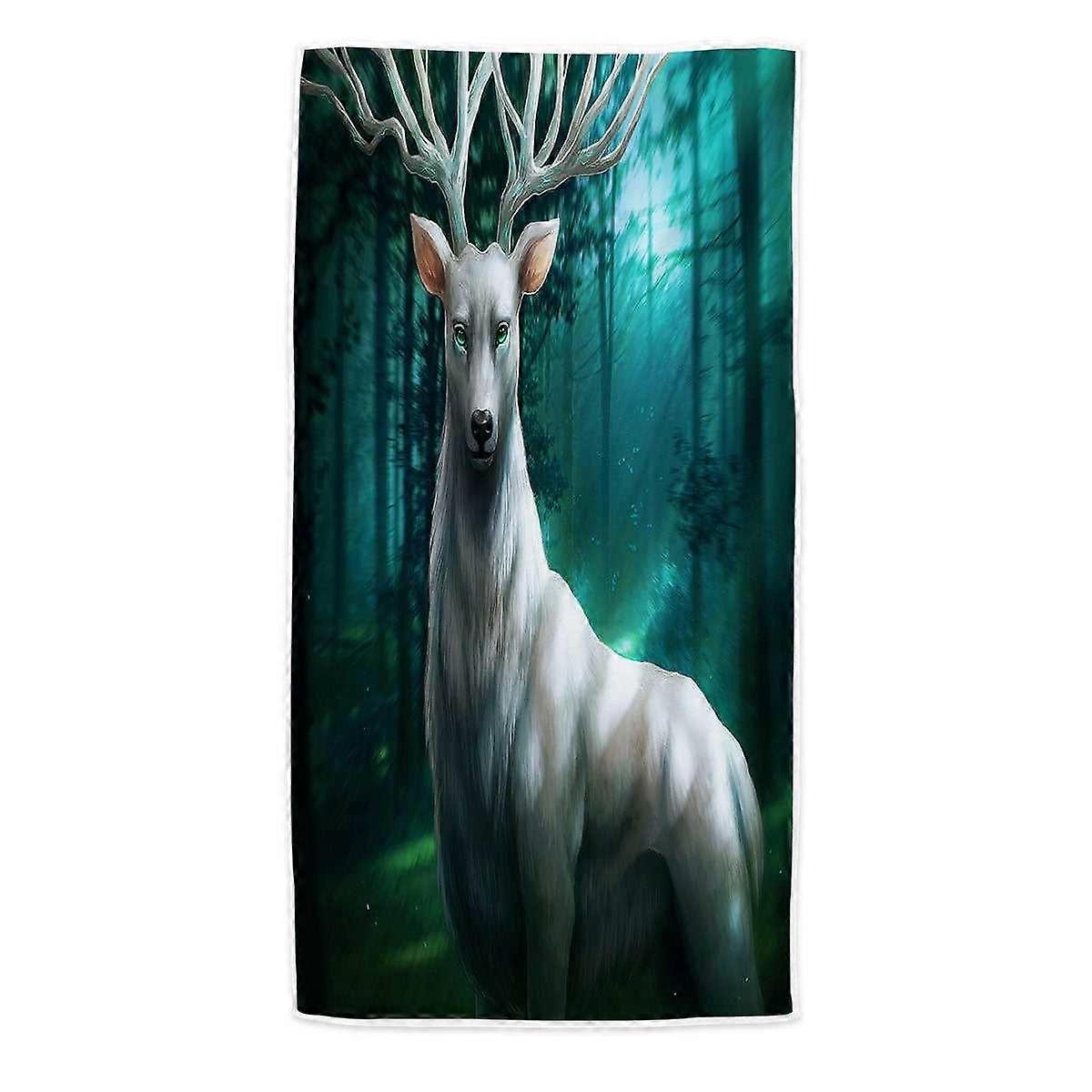 奇幻动物艺术森林鹿神超细纤维沙滩巾