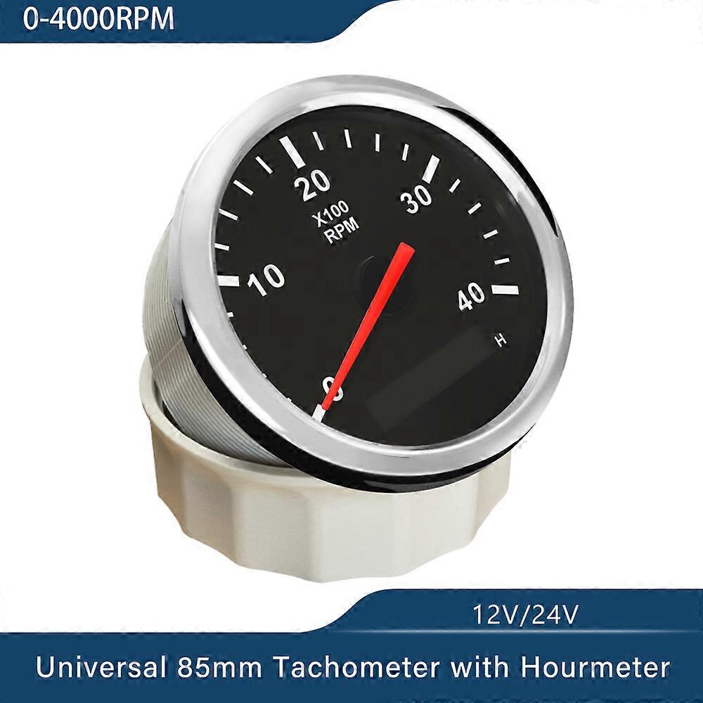 New 3-8K RPM Tacho Tachometer Gauge REV Counter With Hour Meter 85mm ...