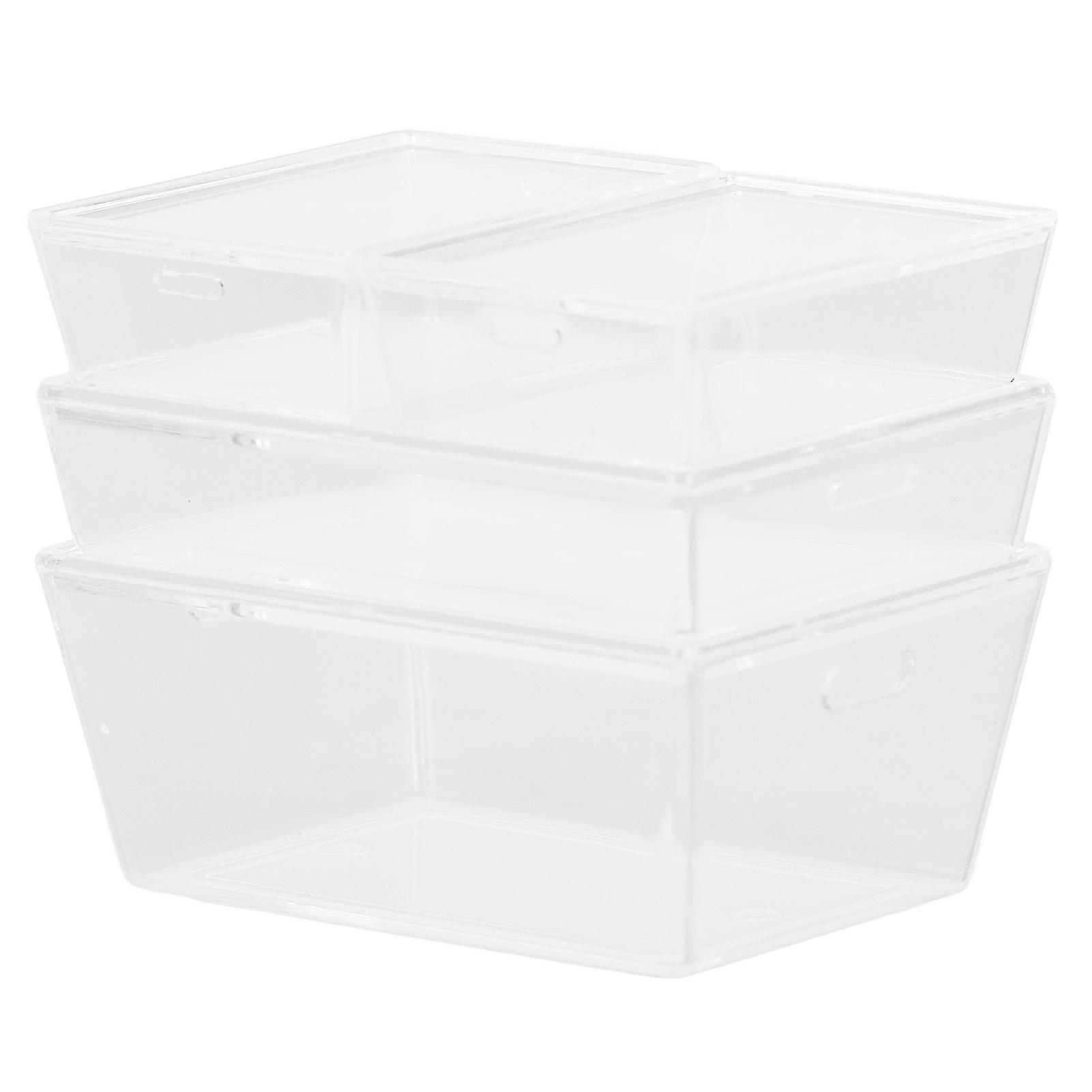 4pcs Dollhouse Storage Box Excellent Detail Fine Workmanship Abs Acrylic 1:12 1:6 Mini Stackable Container Transparent