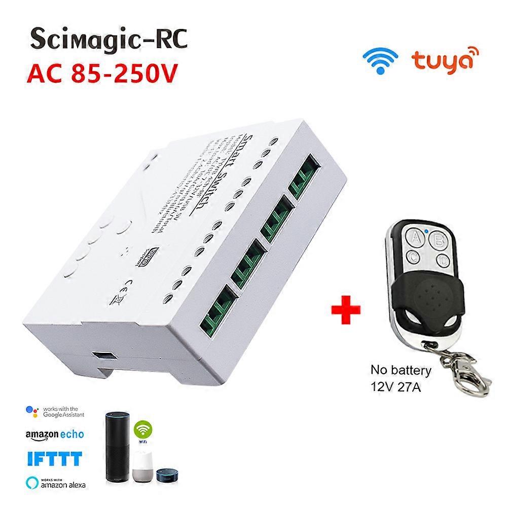 DC 5/12/24V AC 220V RF433 Receive 10A Relays 4CH Smart Light Switch Module Work with Alexa Google Assistant Tuya Smart Life