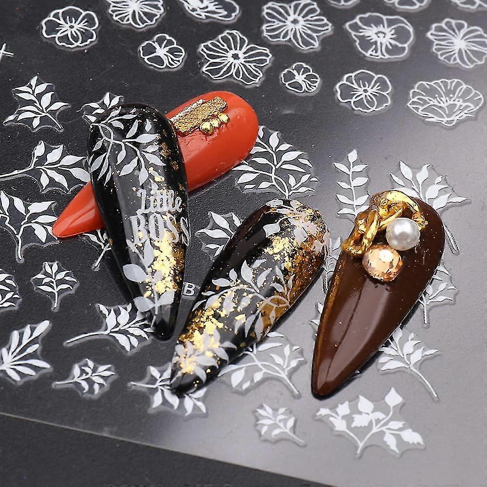 30 Blatt Blumen-Nagelaufkleber – 3D, Selbstklebend, Für DIY Maniküre, Bunt, Mit Schmetterlingen