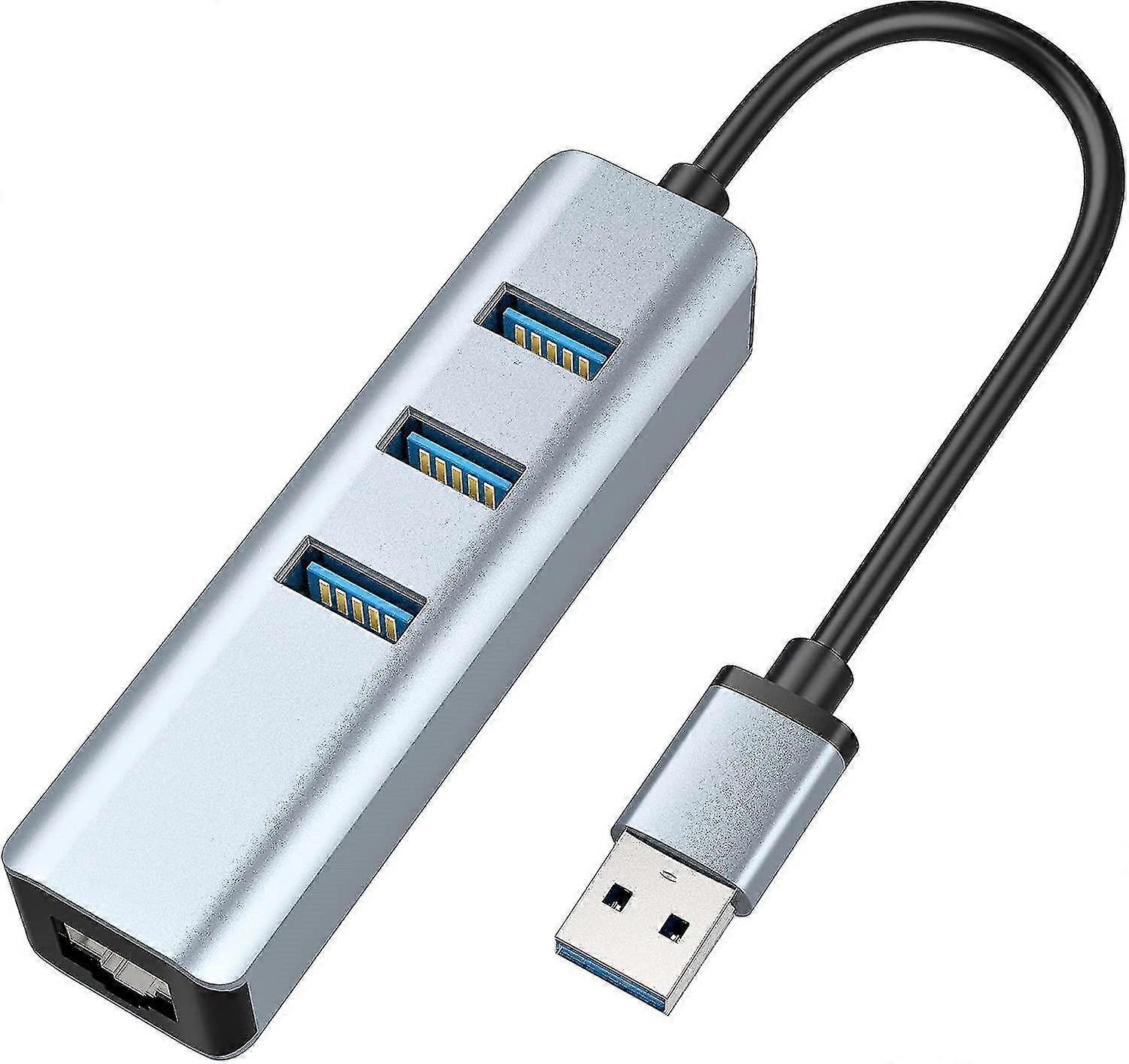 Usb 3.0 To Ethernet Adapter, 3-port Usb 3.0 Hub With Rj45 10/100/1000 Gigabit Ethernet Adapter Support Windows 10,8.1,mac Os, Surface Pro,linux,chrome