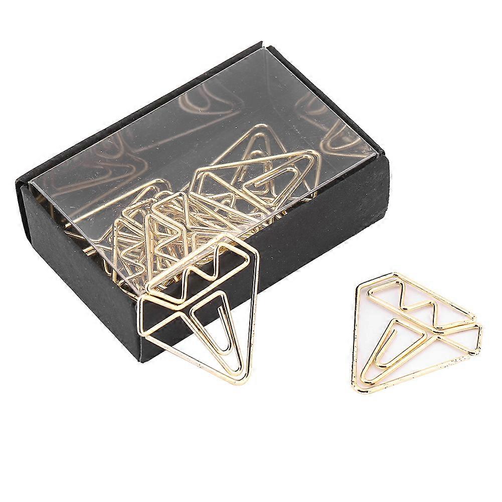 8 Pcs Creative Diamond Shape Paper Clips Bookmark Marking Document Organizing Clip(gold)