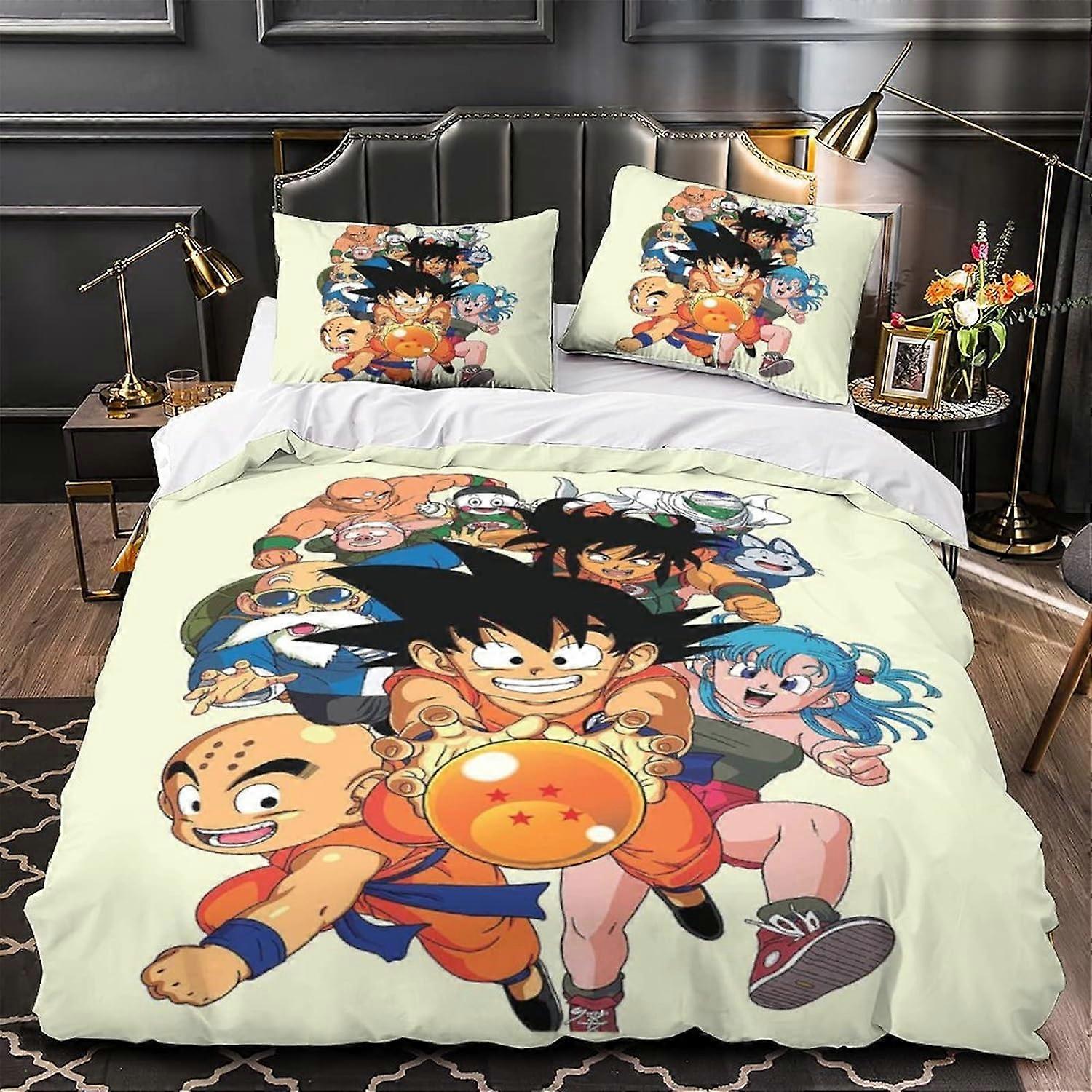 Kawałki Poszwa na kołdrę Goku D Printed Warm Blooded Quilt Kingcraft Poszwa na kołdrę z zapięciem na zamek błyskawiczny dla dzieci Nastolatki Dorośli, Ultra Soft