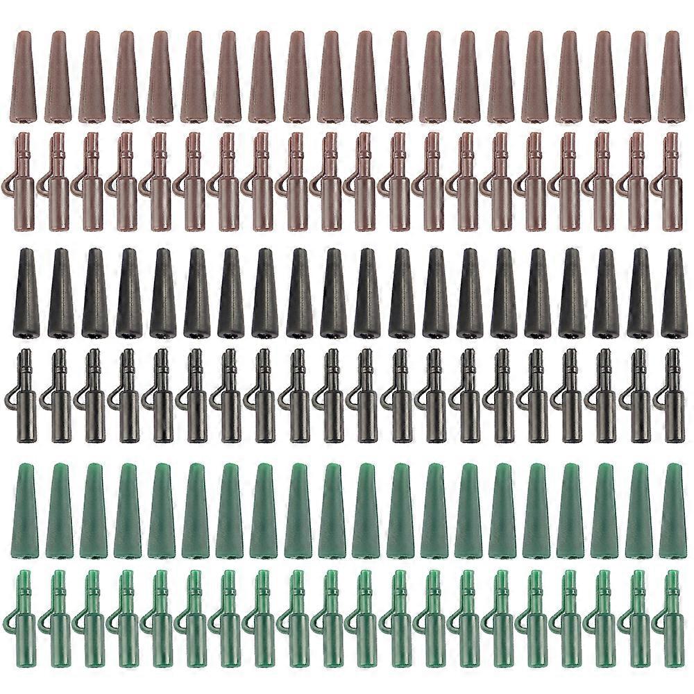 120pcs Fishing Accessories Set Safety Lead Clips with Tail Rubbers Sleeves Fishing Terminal Tackle