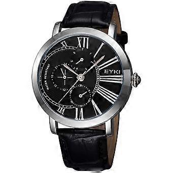 EYKI 3796 Multifunctional Three Real Dial Quartz Watch Wrist Watch Dress Watch Unisex Watch with PU Band