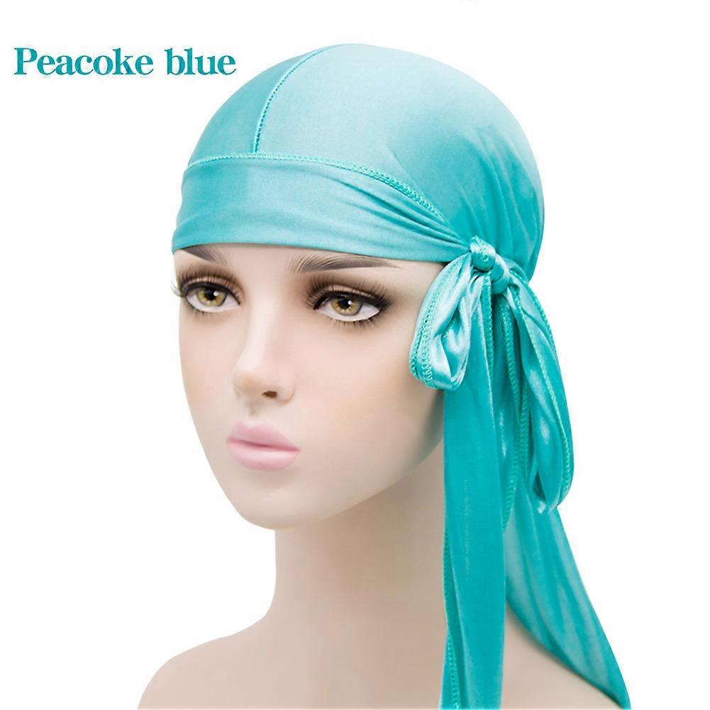 Embout élastique en satin pour hommes et femmes imitation soie épais longue queue pirate chapeau soyeux durag