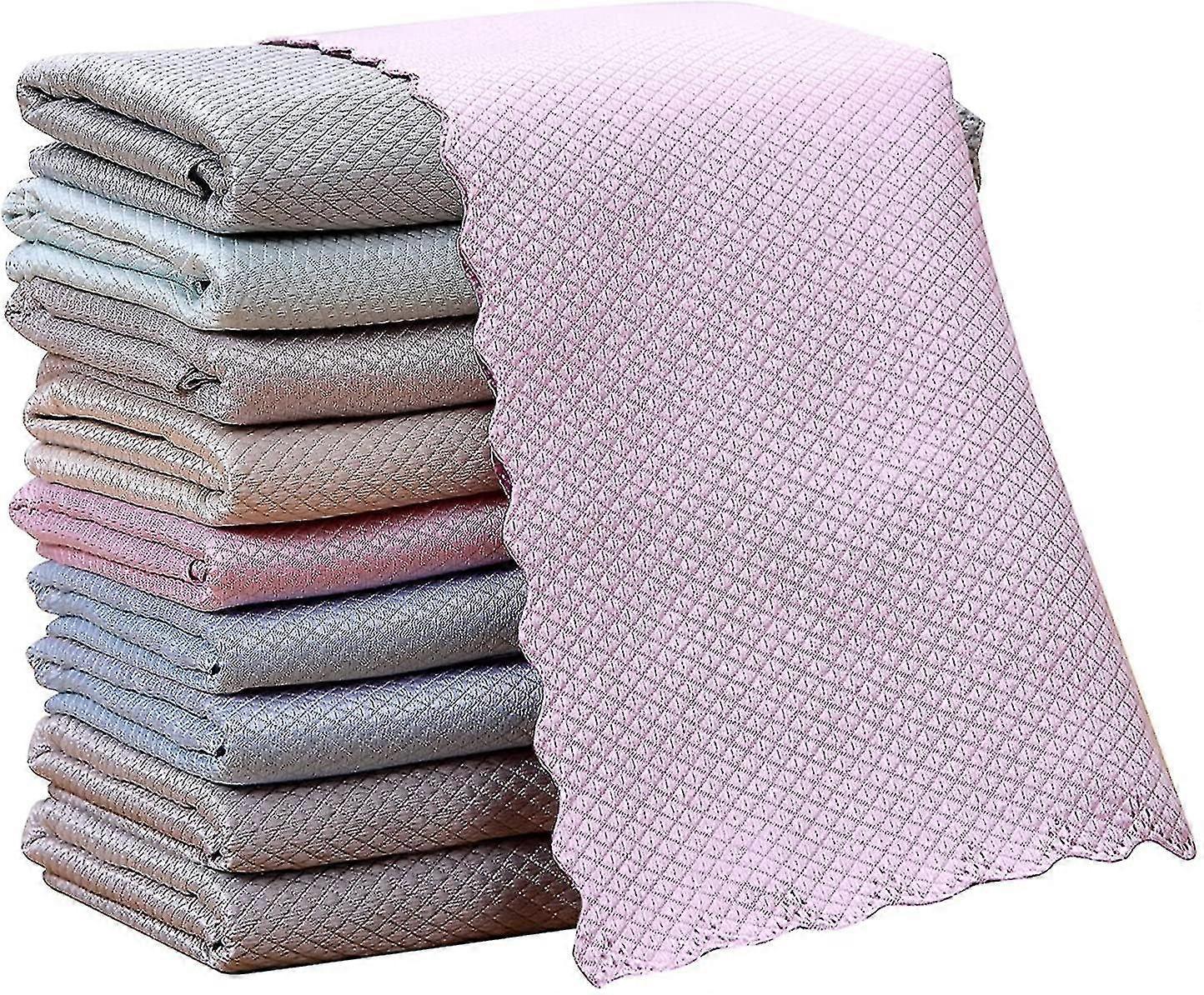 10 Emballages de chiffons de nettoyage, Chiffons de nettoyage en microfibre, Chiffon de nettoyage ménager de cuisine, Lingettes lavables en microfibre, Multi-usage 30 X 40 Cm