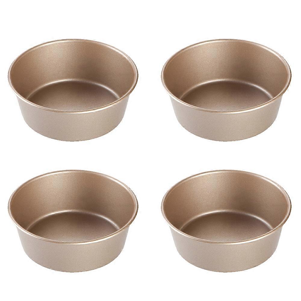 4Pcs 4 Inch Carbon Steel Golden Mousse Cake Mold Round Non-Stick Pastry Cheesecake Mold Baking Tray