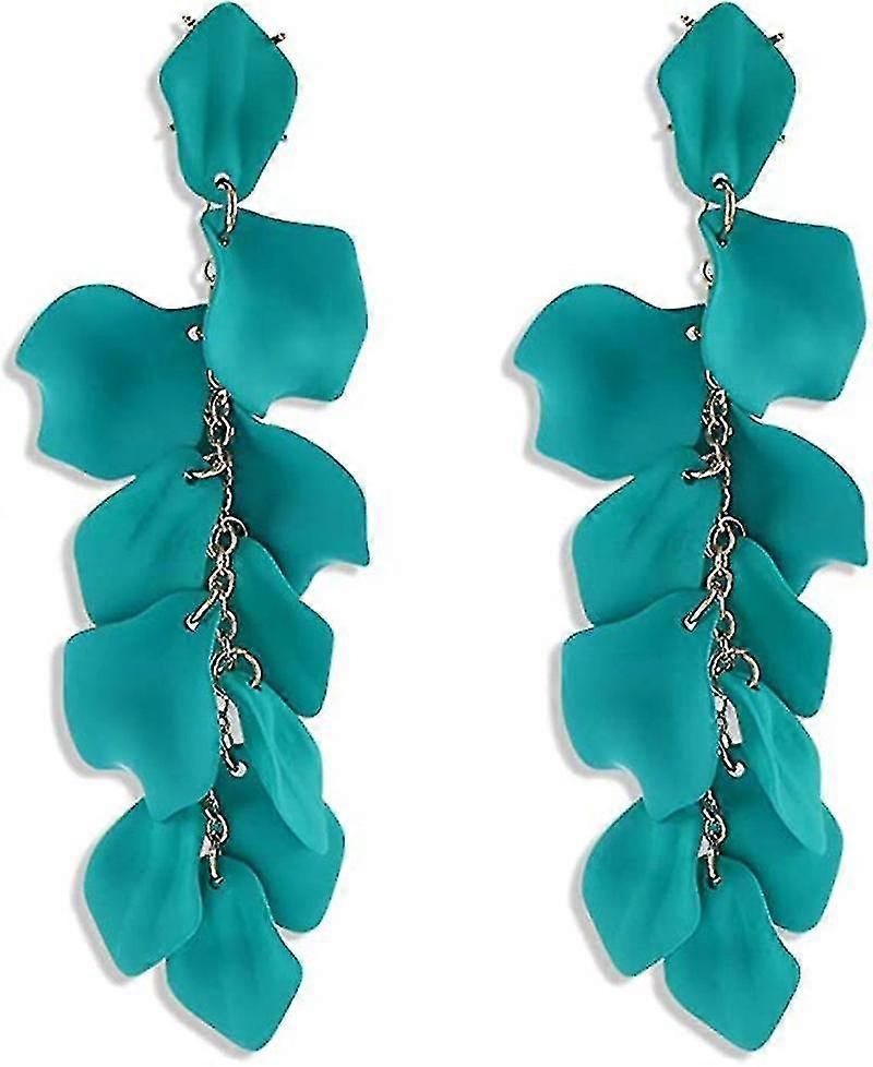 Långa akryl rosenblad örhängen Dangle överdrivna blomma örhängen Drop, Röd