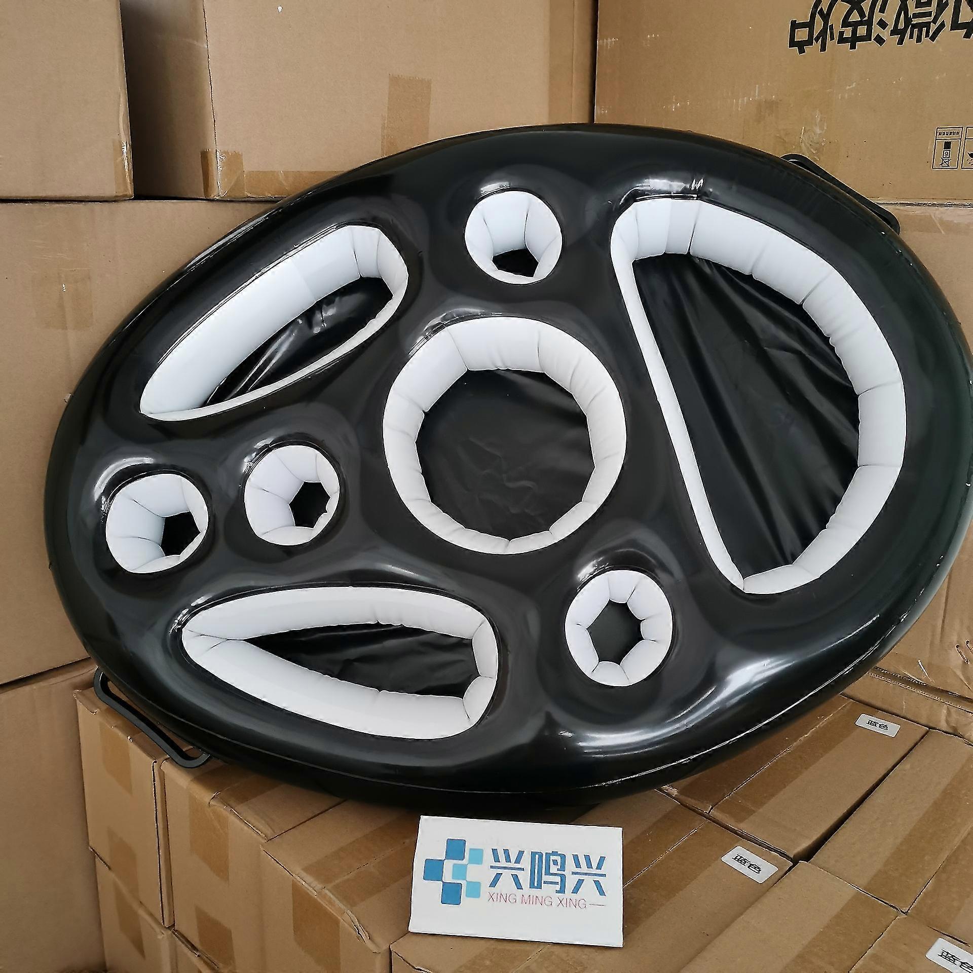 Inflatable Float Drink Holder, Inflatable Pool Plate With 8 Holes Large Capacity Drink Float For Pools And Hot Tubs (black)