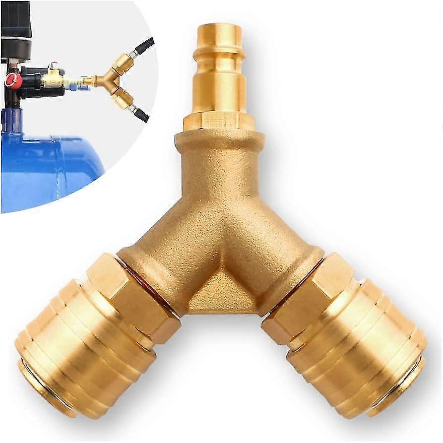 Airline Hose Connectors, 1/4" Bsp Air Line Fittings 3 Way Quick Release Y Splitter Airline Coupling For Air Pump Compressor