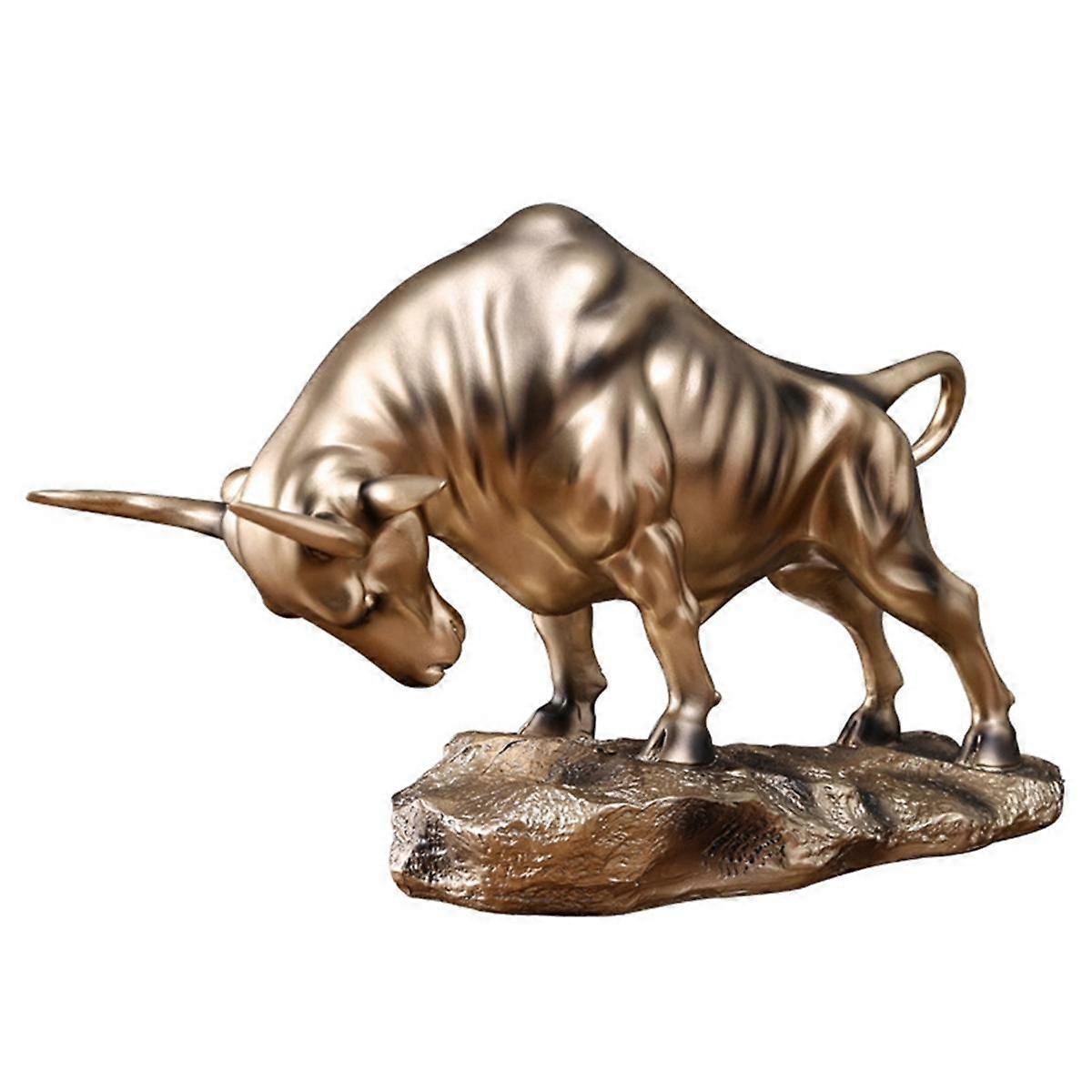Modern Bull Figurine Cattle Statue Feng Shui Animal Sculpture Collection Crafts for Office Tabletop
