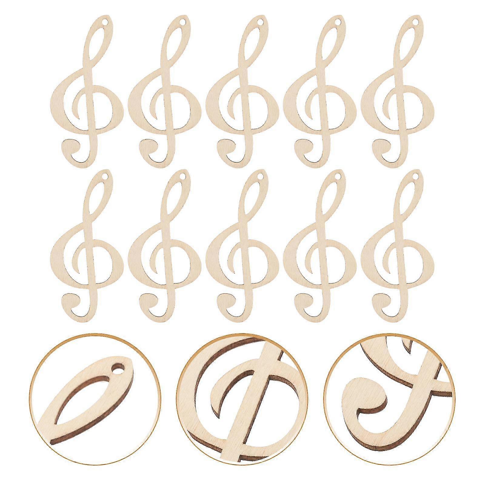 10pcs Music Note Shaped Cutouts Wood Slices Unfinished Wood Slices Diy ...