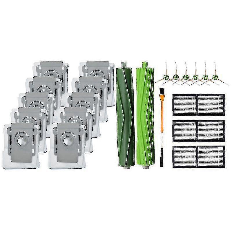 10 Packs Vacuum Bags For Irobot Roomba I7 I7+/plus S9+ (9550) & 1set Roll Brush, Side Brush, Filter