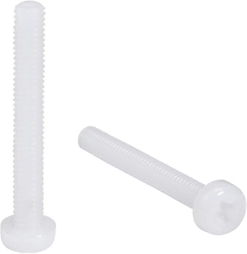 M4x30mm Nylon Phillips Pan Head Machine Screws 50Pcs White