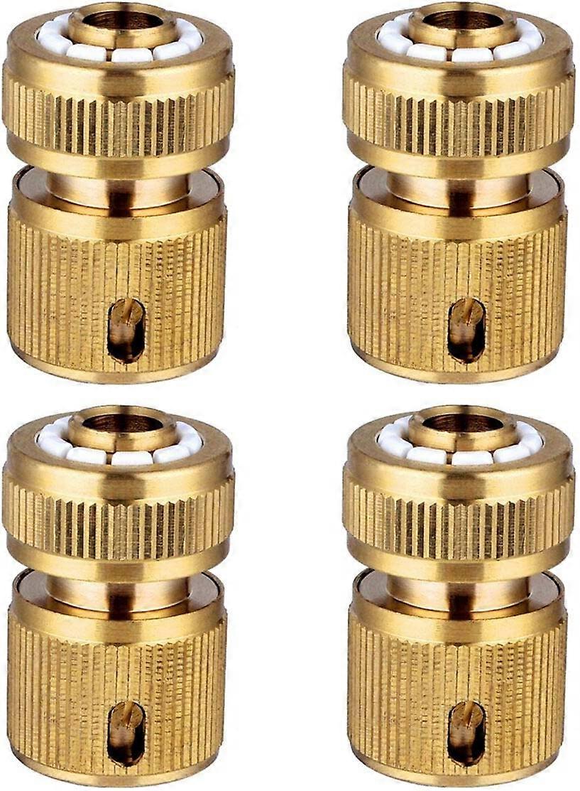 4Pc Brass Hose Connector Hose End Quick Connect Fitting 1/2"