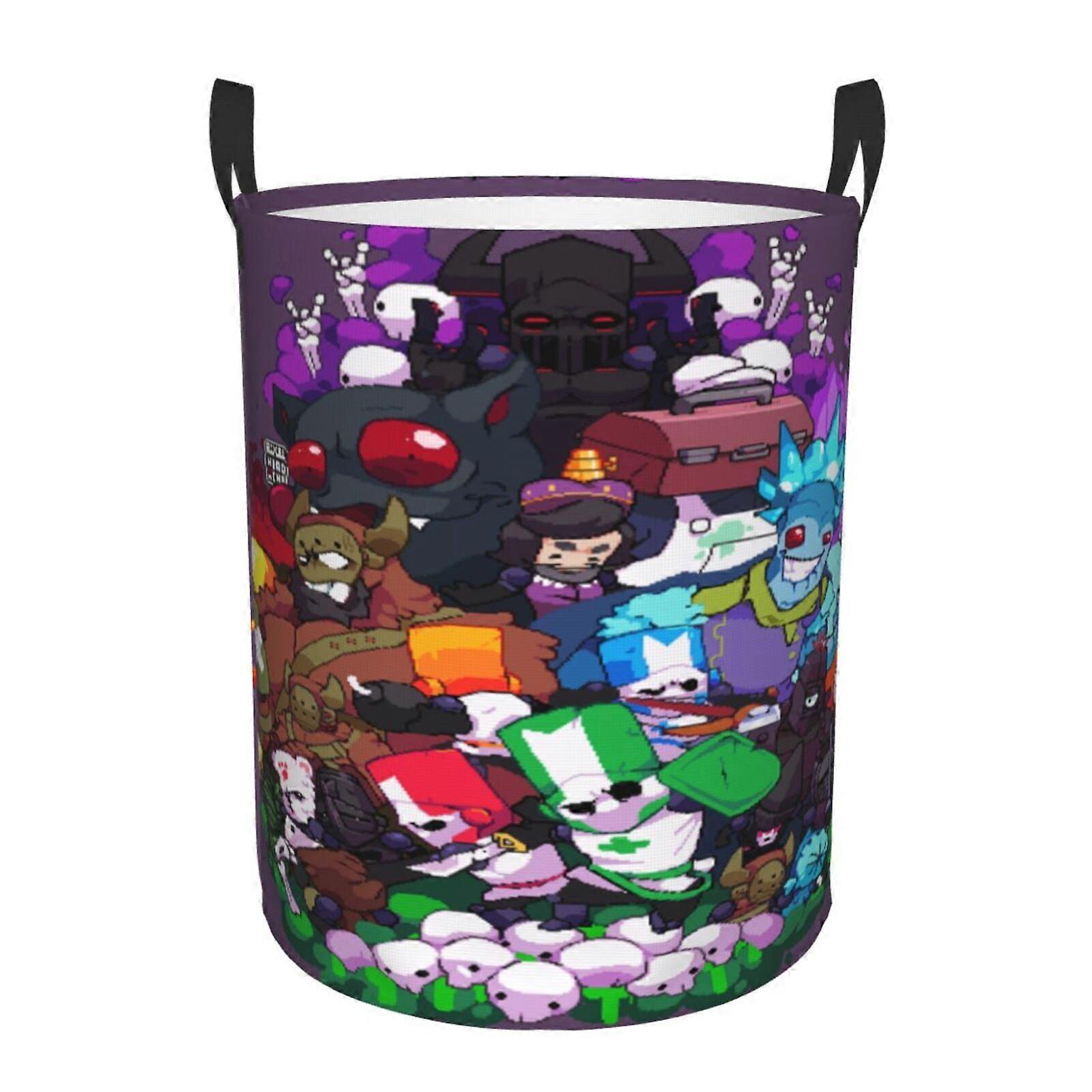 Castle Crashers 3d Graphic Flame Laundry Basket Fire Flame Clothes Hamper Storage With Handle-SYS29314
