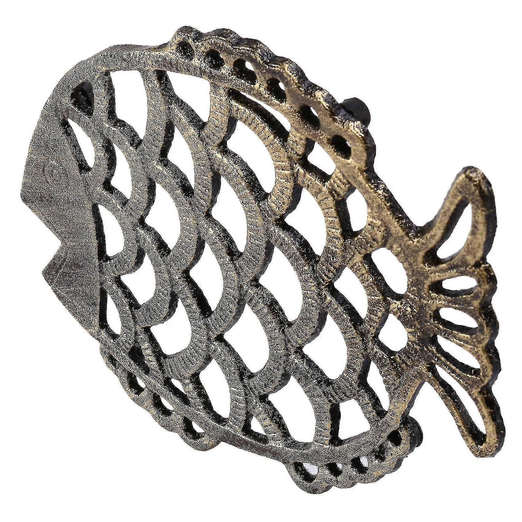 Cast Iron Fish Trivet, 7.5x6inch Decorative Pattern For Cookware