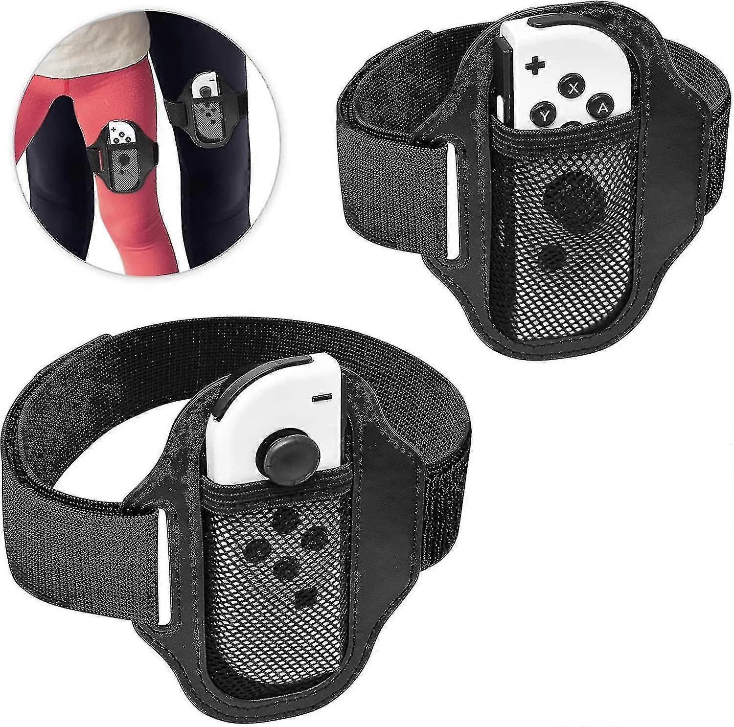 2 Pack Adjustable Elastic Leg Straps For Switch Sports And Switch Ring Fit Adventure, Compatible With Switch Oled Controllers