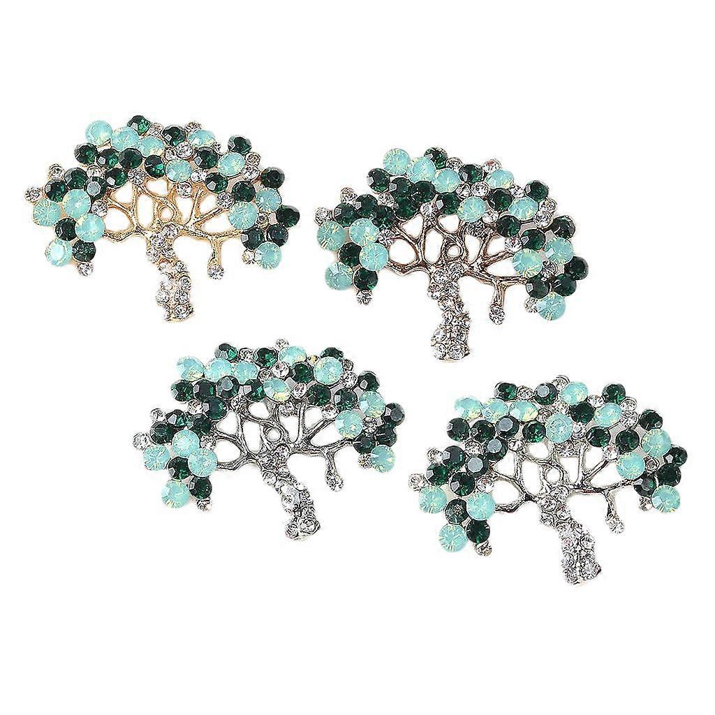 4pcs Assorted Style Flatback Jewelry Buttons 40x32mm rhinestone tree