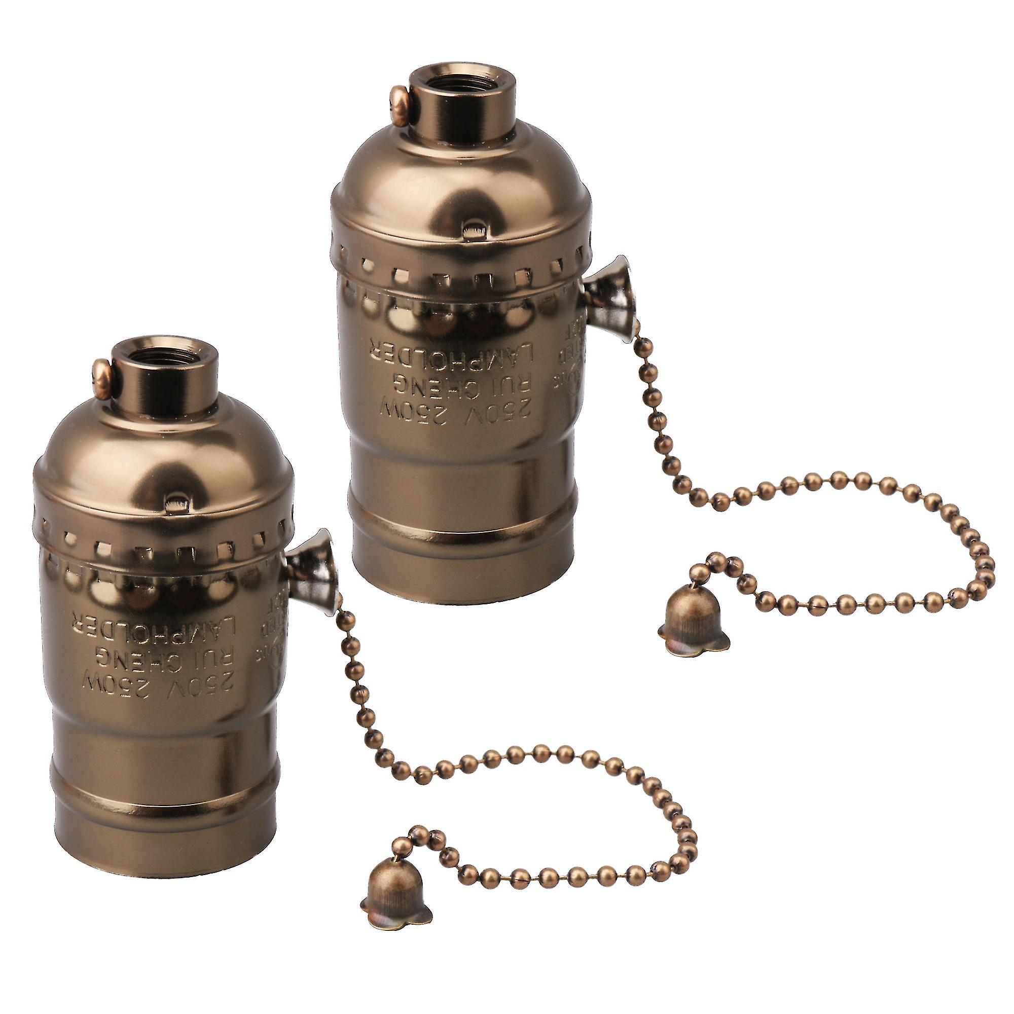 Lamps 2 Pcs Ac110-240v E27 Vintage Aluminum Chain Lamp Holder Bronze