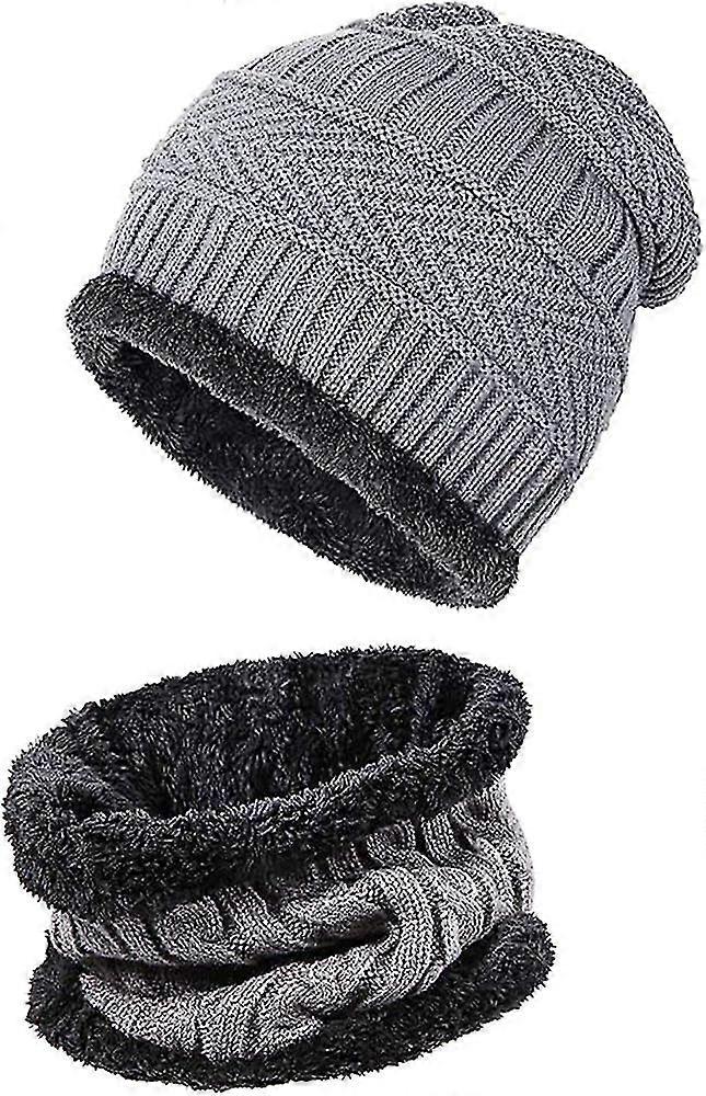 Conjunto de gorro de gorro y bufanda circular - Gorro de invierno y calentador de cuello (colores variados)^ccgv2