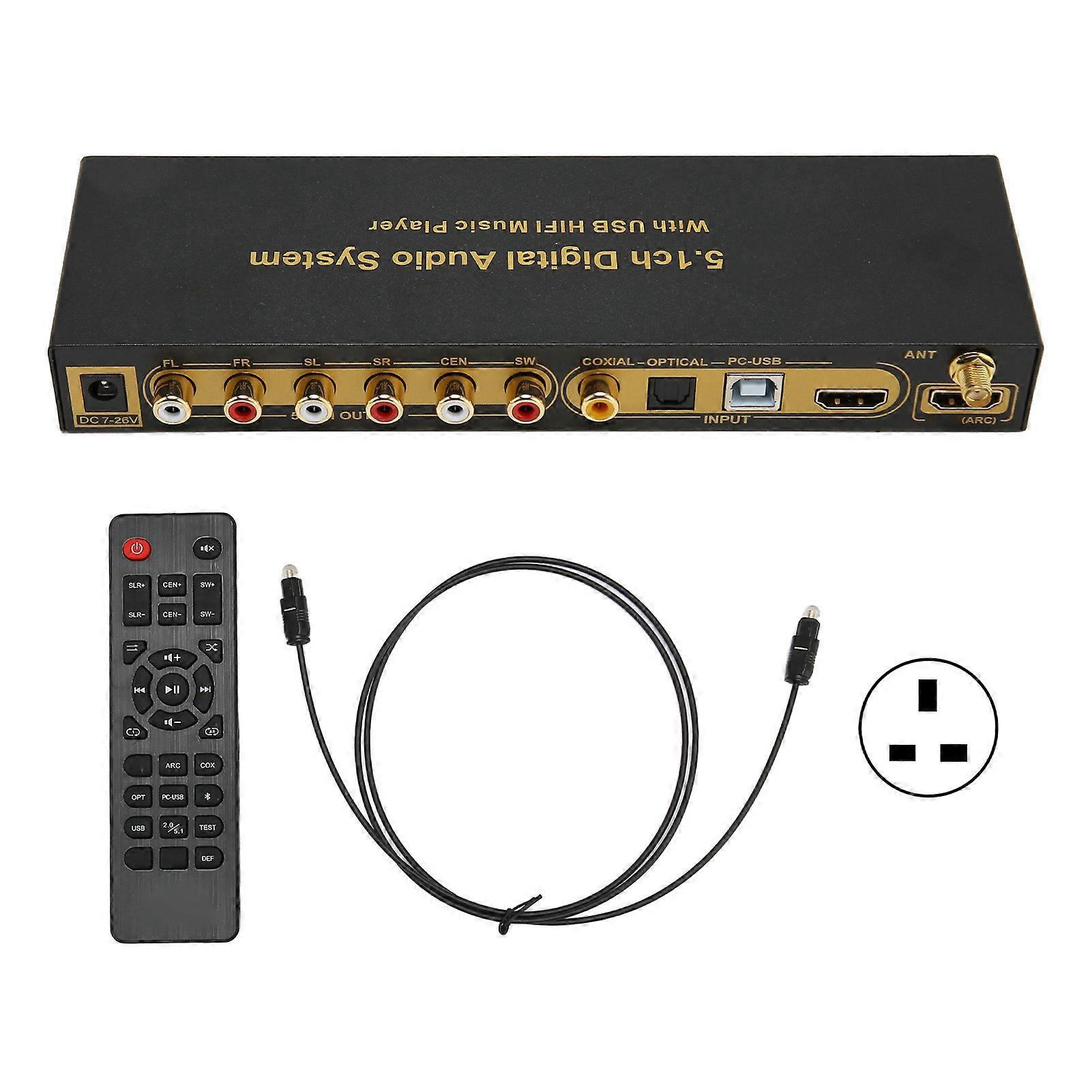 HD Multimedia Interface 5.1CH Sound Decoder HD Multimedia Interface Digital Sound Extractor Converter 100?240V UK Stecker